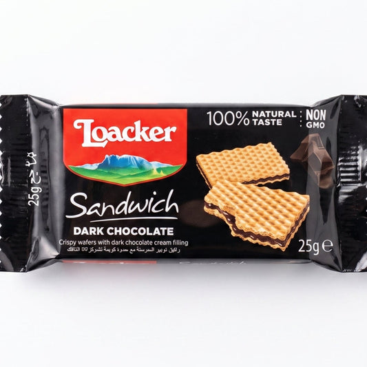 LOACKER  رقائق الويفر المقرمشه مع حشوة كريمة الكاكاو والشوكولاتة  45
