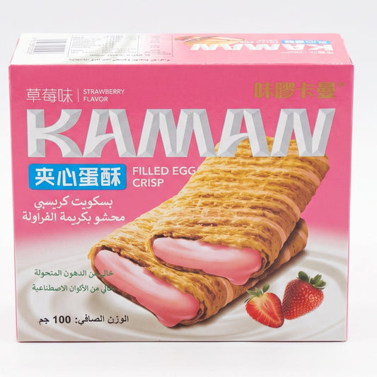 kaman  بسكويت كريسبي محشو بكريمة  الفراولة  100